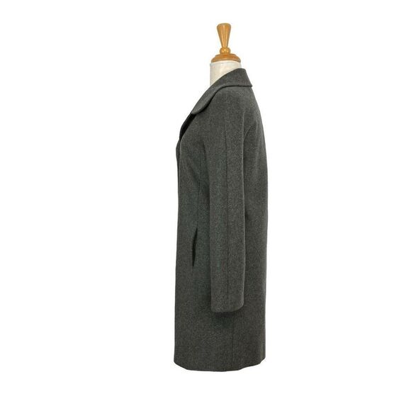 Poleci 4 Gray Wool Blend Long Dress Coat Y2K Minimalist Chic Professional Boss - Picture 2 of 11